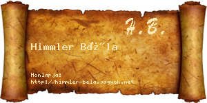 Himmler Béla névjegykártya